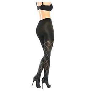 Spanx Assets Flipside Diamond Reversible Shaping Tights Black Slimming Hosiery